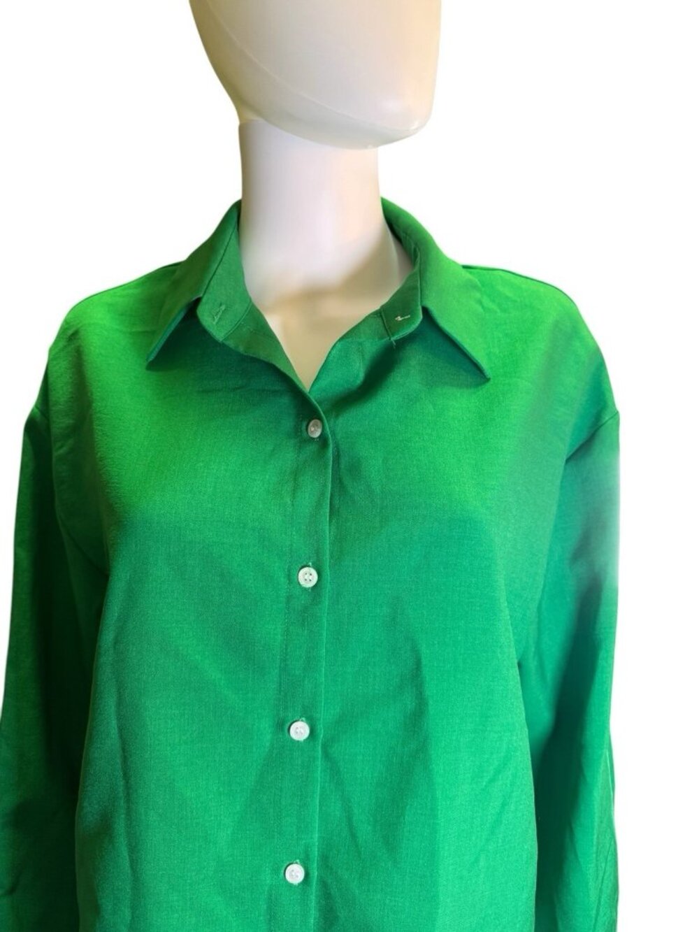 Storets Womens Green Button Up Blouse Size S/M Office Spring Euc — image 2 of 7